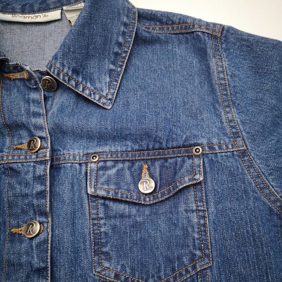 Roaman's Ladies Size 14W Medium Wash Button Closure Jean Jacket - Picture 10 of 12